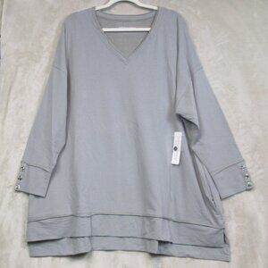 NWT Soft Surroundings Palta Pullover Tunic Shirt Top Size 3X Frost Gray